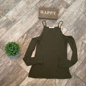 Heart & Hips Olive Green Long Sleeve Cold Shoulder